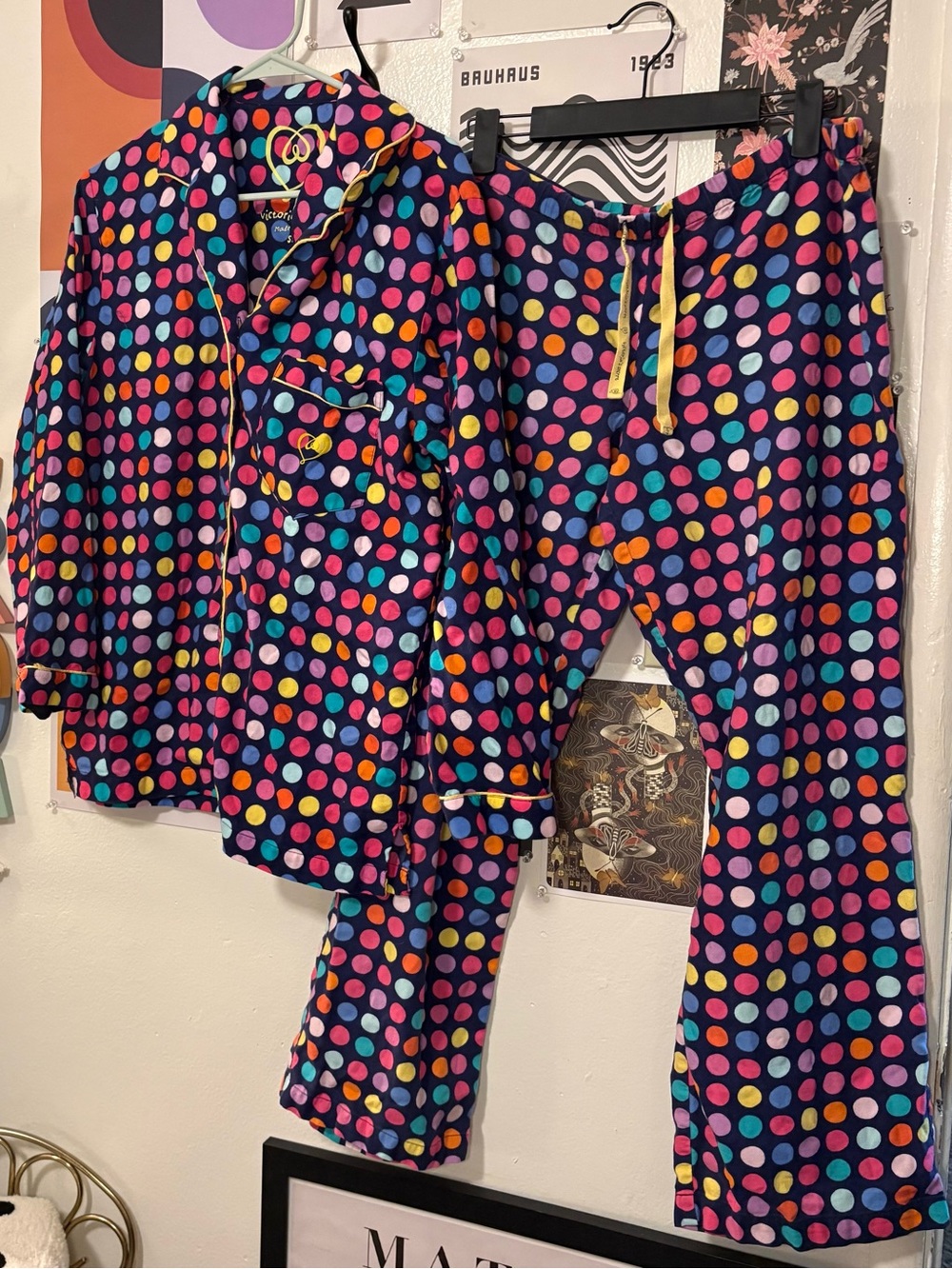 Y2K Vintage Victoria’s Secret Rainbow Polka Dot Pajama Set Small